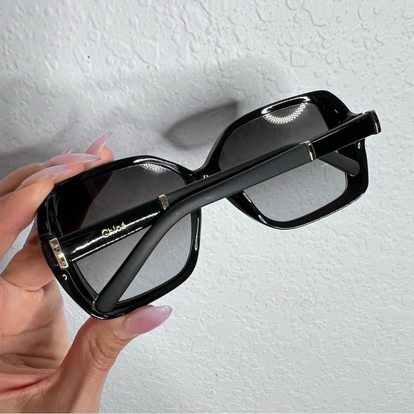 Chloe sunglasses black large round squared women - Picture 3 of 13